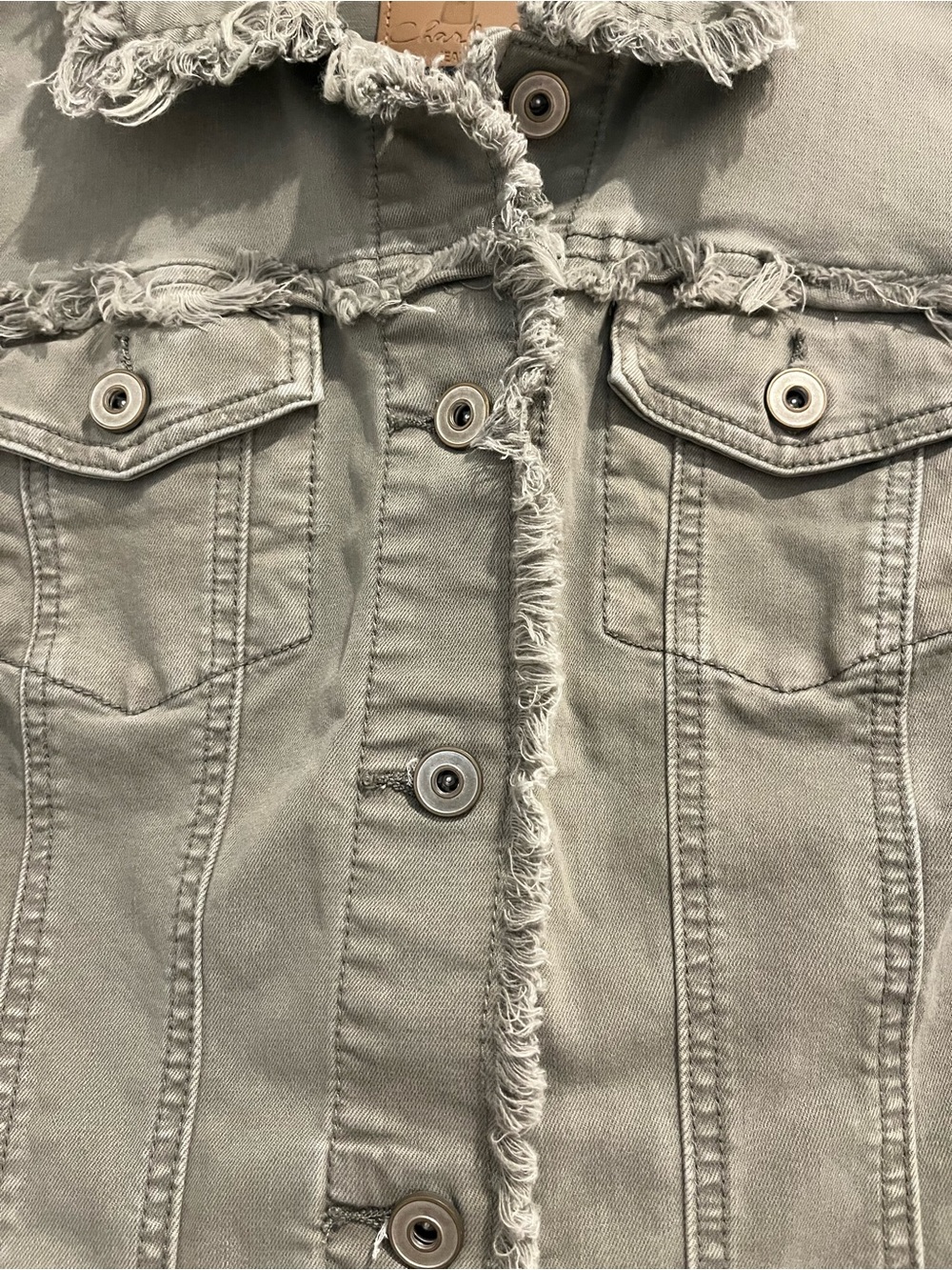CHARLIE B Olive Frayed Hem Jacket - Women - Picture 3 of 4